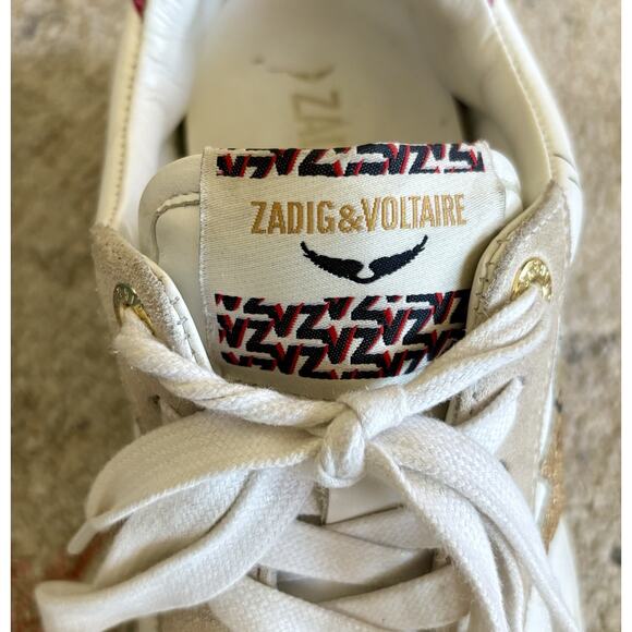 Zadig & Voltaire Women's Tennis Sneakers White Leather Size 37 - Picture 7 of 11